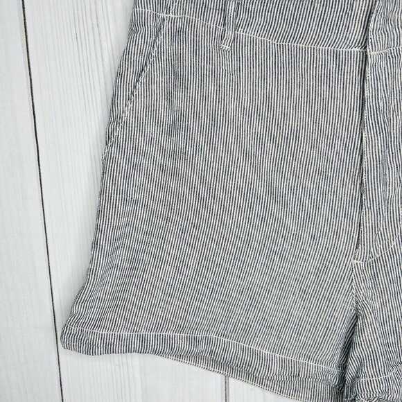 Abercrombie & Fitch Sz L 2.5" Shorts High Rise Linen Blend Blue White Striped - Picture 3 of 7